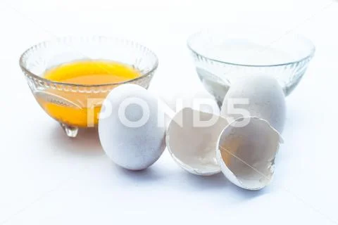 Best Anti-aging face pack isolated on white i.e. Egg along with milk in a gl Stock Photos