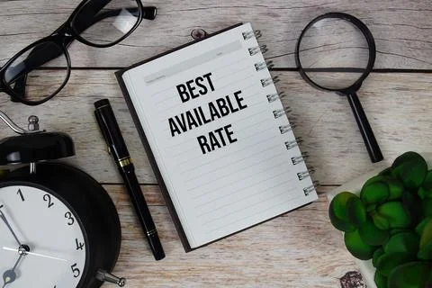 Best Available Rate (BAR) text on notepad, Business and Financial concept b.. Stock Photos