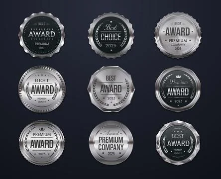 Best award silver seal vector labels and stamps Stock Illustration