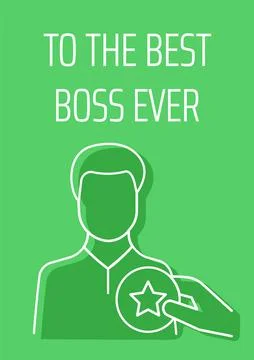 To best boss ever postcard with linear glyph icon Stock Illustration