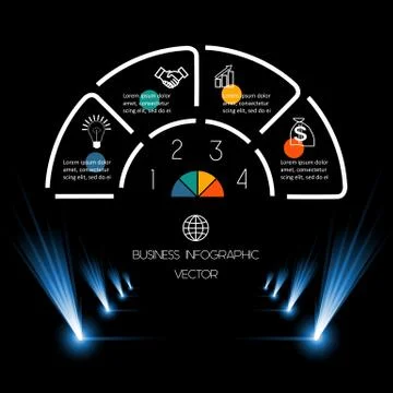 Best Chart Template 4 position for information on dark background. Stock Illustration