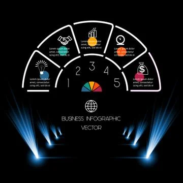 Best Chart Template 5 position for information on dark background. Stock Illustration