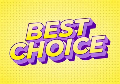 Best choice text with purple and yellow 3d style Stock Illustration