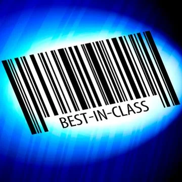 Best-in-class - barcode with blue Background Illustrazione stock