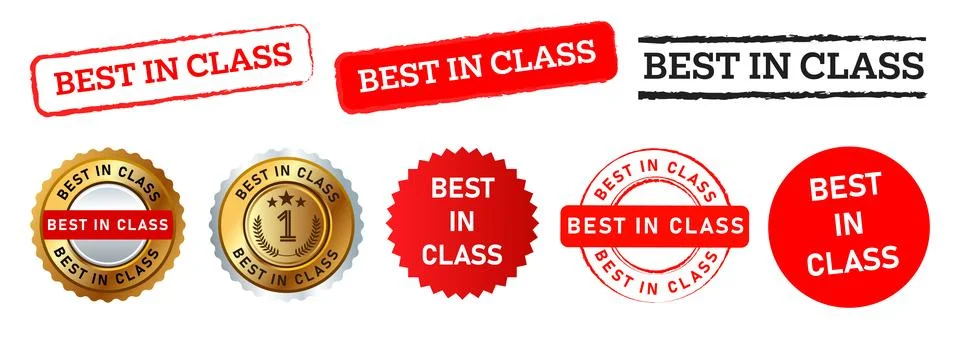 Best in class rectangle and circle stamp label seal emblem sign good Stock Illustration