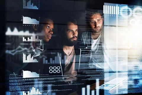 The best coding team in the business. young computer programmers working on Foto stock