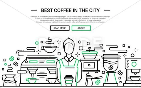 Best Coffee Shop In the City - website banner Stock Illustration