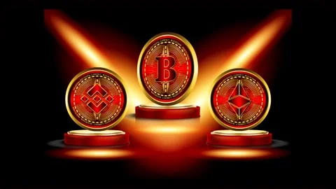 The best of crypto currency rotating effect on stage illustration 库存影片 273073147