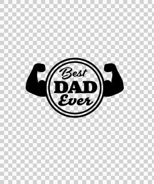 Best Dad Ever Text Inside Circle With Flexed Celebrating arm Stock Illustration