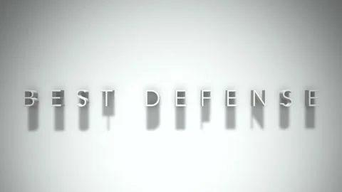 Best defense 3D title animation with shadows on a white background Stock Footage 297906435