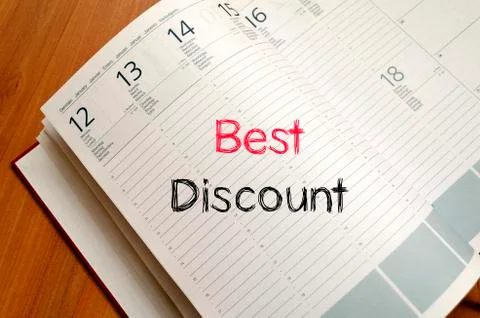 Best discount text concept on notebook Stock Photos