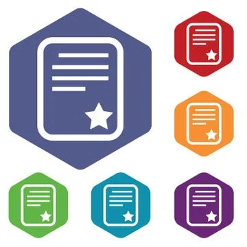 Best document icon, hexagon set Stock Illustration