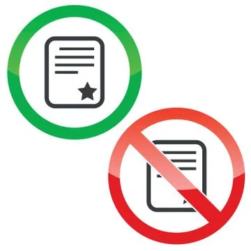Best document permission signs set Stock Illustration
