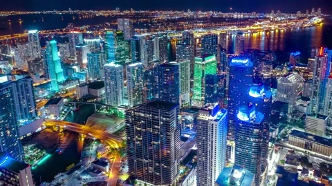 Best Downtown Timelapse Hyperlapse. Beautiful Aerial Shot Of Night City. Stock Footage 113199946