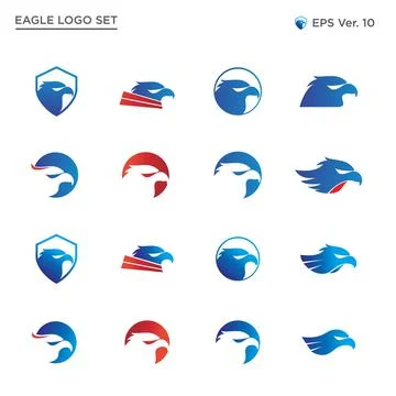 Best Eagle Head Logo Collection Set Stock Illustration