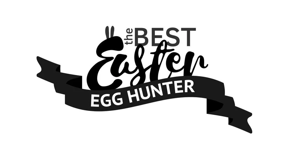 The best easter egg hunter stamp. One color print. Element for design, vector Stock Illustration