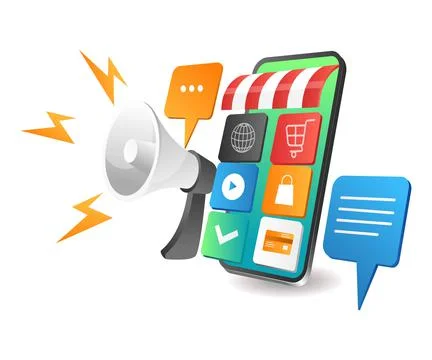 Best ecommerce smartphone app digital marketing strategy Stock Illustration