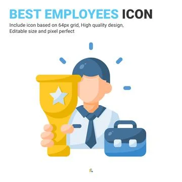 Best employee icon vector with flat color style isolated on white background イラスト素材