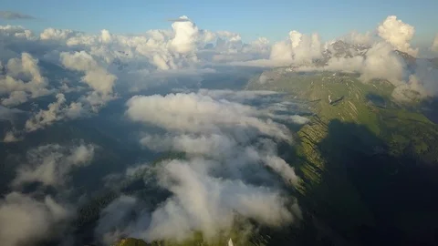 Best epic mountains over clouds heaven country landscape Caucasus Russia Aerial  Video stock 122630338