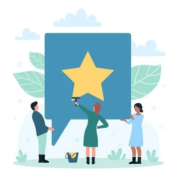 Best evaluation of product quality, tiny people add music, literature to Stockillustratie