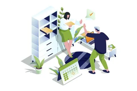 Best feedback web concept in 3d isometric design. People rate quality of serv Stock Illustration