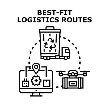 Best fit logistics routes optimization process イラスト素材