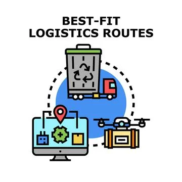 Best fit logistics routes optimization process Stock Illustration