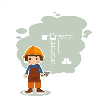 Best flat Builder boy Stock Illustration