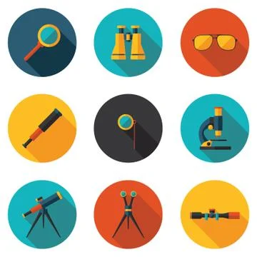 Best flat icons optical devices Stock Illustration