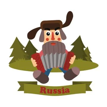 Best flat russian man Stock Illustration