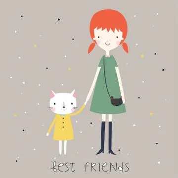 Best friends background or card. Stock Illustration