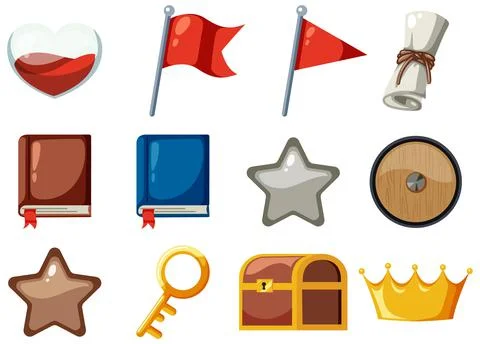 Best Game Element Template Design Best Set of Game Elements Illustration Illustrazione stock