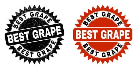 BEST GRAPE Black Rosette Seal with Grunged Texture Stock Illustration