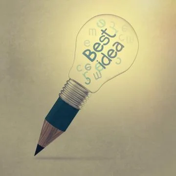Best idea creative as pencil lightbulb creative concept Ilustración de archivo
