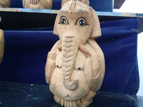 The best indian loard Ganesh art modell on coconut shell.Coconut shell art. Stock Photos