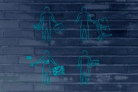 The best job for you: men with different career paths Stock Illustration