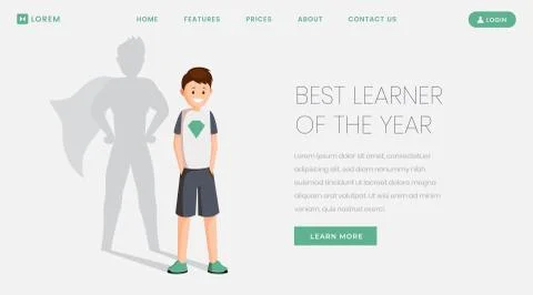 Best learner landing page vector template. Best student, excellent schoolkid of Stock Illustration
