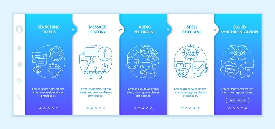 Best messaging feature onboarding vector template Ilustração Stock