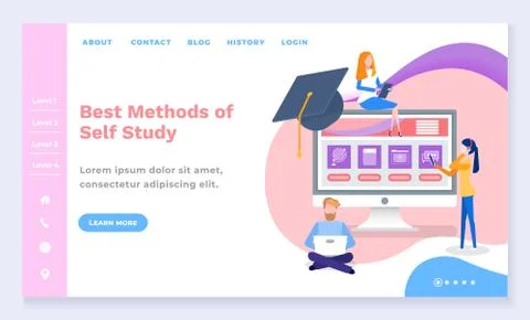 Best Methods of Self Study, Laptop with Courses Illustrazione stock