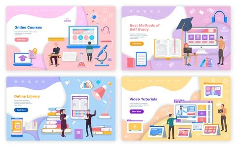 Best methods of self study, online courses, library in Internet, video tutorials Stock Illustration