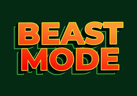 Best mode. Text effect in 3D look. red yellow color. Dark green background Illustrazione stock