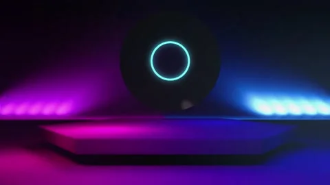 Best neon 3d cd disk player wall light background video effect Stock Footage 171026845