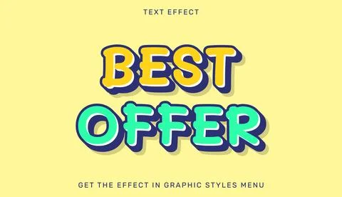 Best offer editable text effect in 3d style Stock Illustration