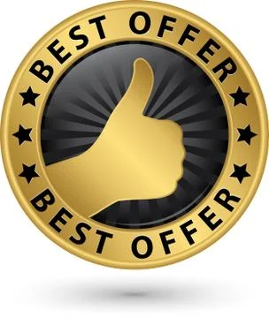 Best offer golden label, vector illustration Illustrazione stock