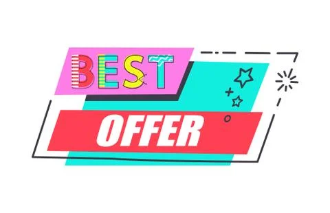 Best Offer Promo Label Rectangle Decorated by Star Stock Illustration