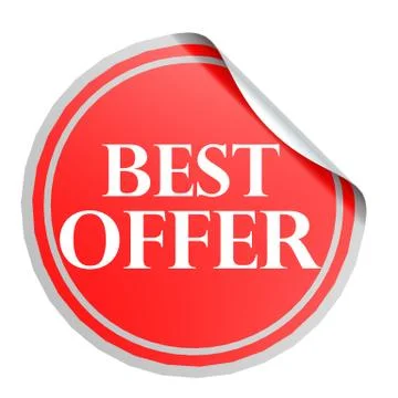 Best offer red circle label Stock Illustration