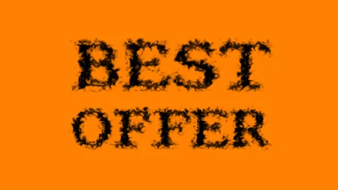 Best Offer smoke text effect orange isolated background Stock Footage 139626804