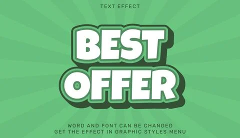 Best offer text effect template in 3d design Stock Illustration