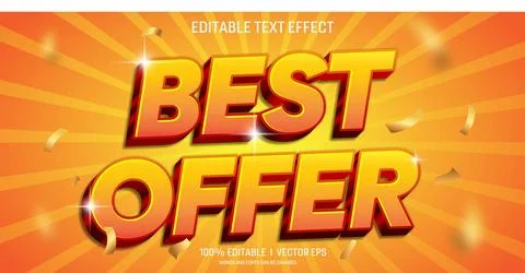 Best offer vector 3d text effect with modern style design Stock Illustration