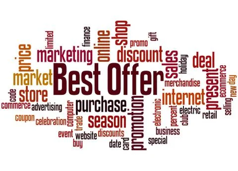Best offer word cloud concept Stock Illustration